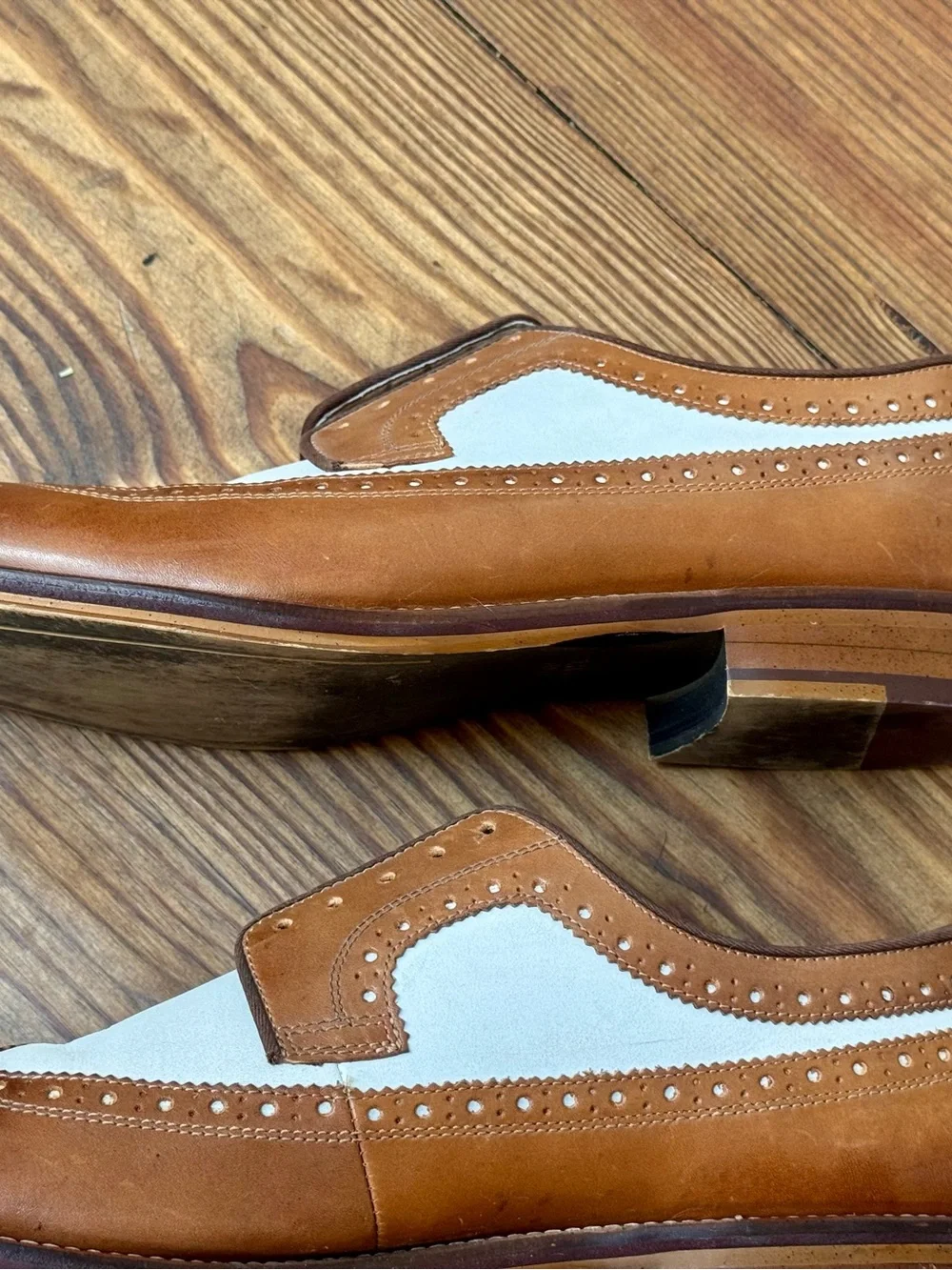 Johnston & Murphy Men's Wingtip Leather Oxford Dress Shoes Two Tone  Size 11.5